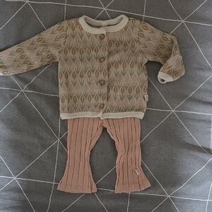Snug Tulip Baby Cardigan and Pink Flare Pants Set